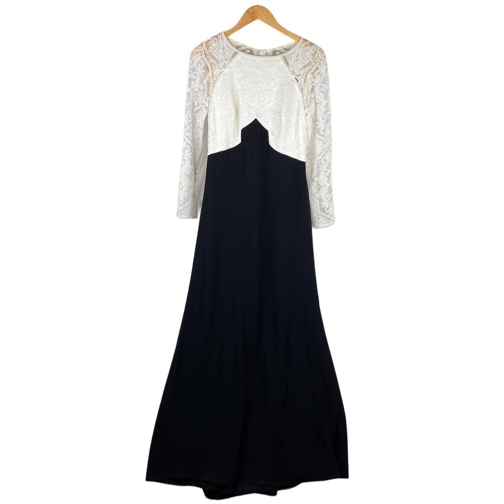 NWT Tadashi Shoji Embroidered Tulle Lace Ivory Color-Block Dress BallGown Size 6